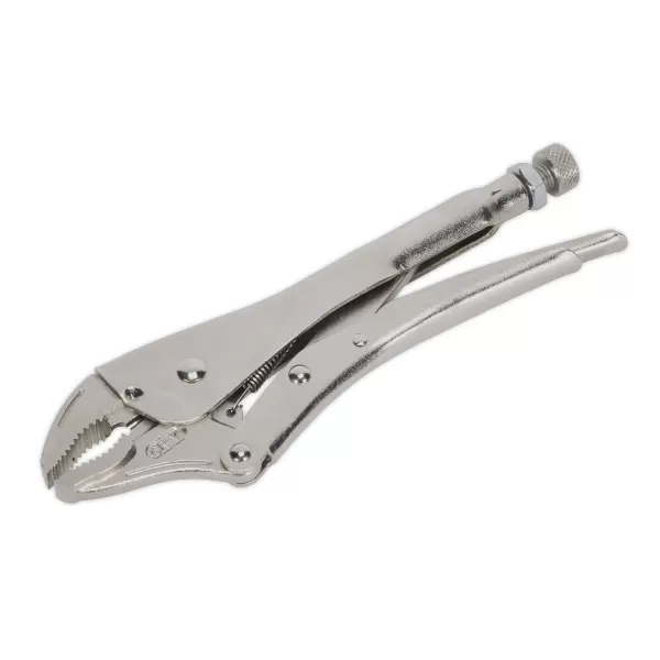 image of Genuine SEALEY AK6821 Locking Pliers Curved Jaws 230mm 0-45mm Capacity