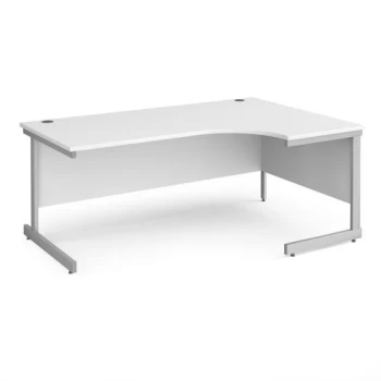 image of Office Desk Right Hand Corner Desk 1800mm White Top With Silver Frame 1200mm Depth Contract 25