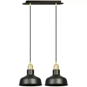 Image of Emibig Ibor Black Bar Pendant Ceiling Light 2x E27