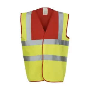 Image of Yoko Adults Unisex Two Tone Class 1 Reflective Jacket (L) (Red/Hi Vis Yellow)