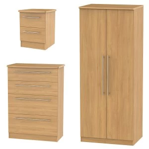 Image of Robert Dyas Edina Ready Assembled 3 Piece Bedroom Set - Modern Oak