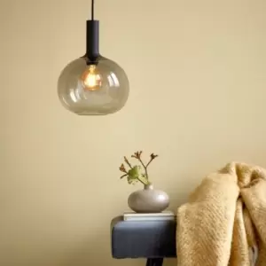 Image of Alton 25 Indoor Living Dining Glass Pendant Ceiling Light in Black (Diam) 25cm