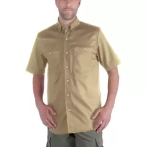 Image of Carhartt Mens Rugged Prof Short Sleeve Button Work Shirt L - Chest 42-44' (107-112cm)