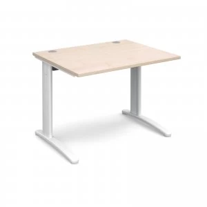 image of TR10 Straight Desk 1000mm x 800mm - White Frame maple Top