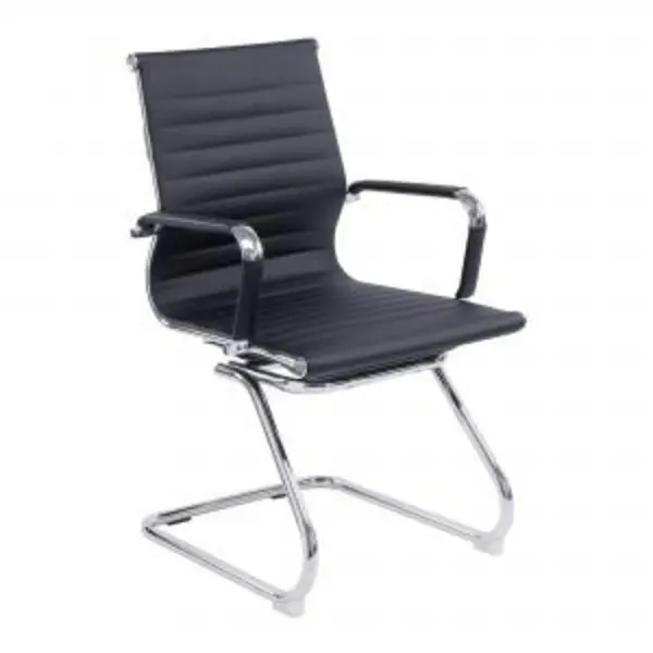 Image of Aura Nautilus Designs Aura Contemporary Medium Back Bonded Leather Executive Cantilever Visitor Chair With Fixed Arms Black - BCL/8003AV/BK BCL/8003AV