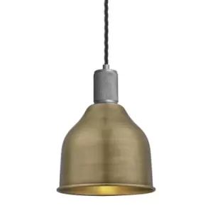 image of Industville Knurled Cone Pendant Light in Brass Pewter