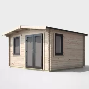 image of Power 12' x 12' Chalet Log Cabin - Right Side Double Door