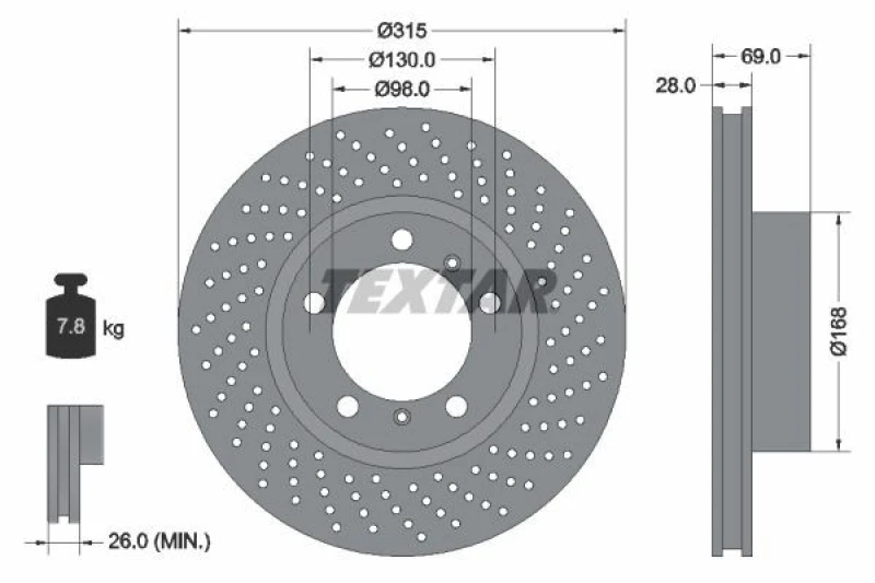 Image of Brake disc TEXTAR 92280005