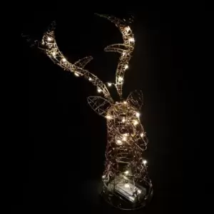 image of 42cm Premier Christmas Lit Rose Gold Twinkling Stag Head Sculpture in Warm White