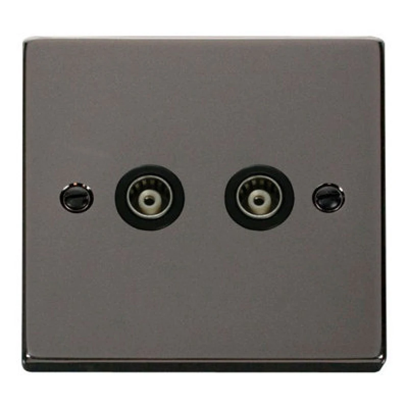 Image of SE Home Black Nickel Twin Isolated Coaxial Socket Black