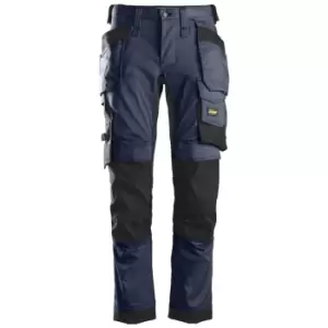 image of Snickers 6241 Allround Work Stretch Slim Fit Trousers Holster Pockets Navy Blue 44" 30"