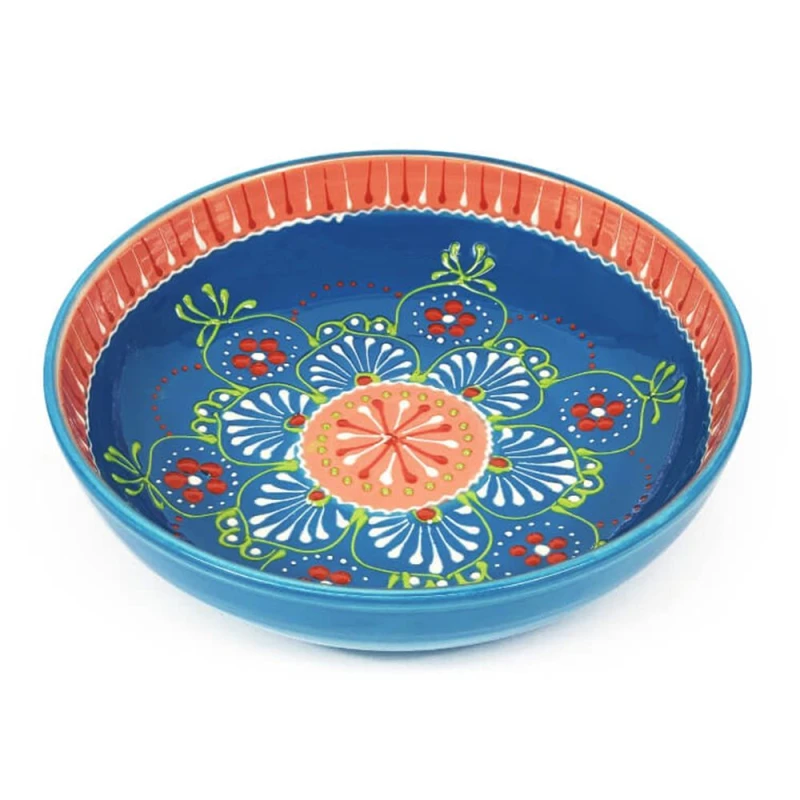 Image of Verano Spanish Ceramics Classic Spanish Hand Painted Kitchen Dining Food Bowl 26cm in Light Pink Light Pink Unisex