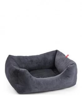 Image of Zoon Charcoal Velor Square Bed - Large