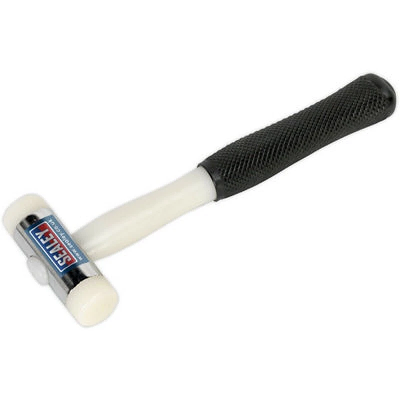 Image of Loops 1lb Nylon Faced Hammer - Chrome Plated Zinc Head - Durable Nylon Faces Multi