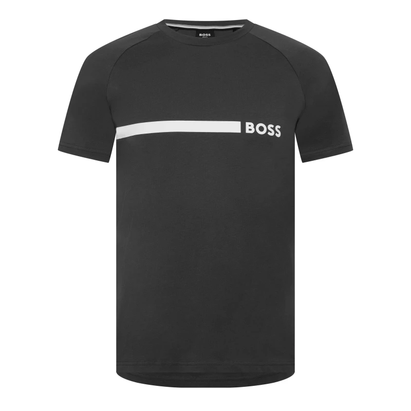 Image of Boss Mens Logo Cotton Short Sleeve Crew Neck Slim Fit T-Shirt Charcoal 011 male S