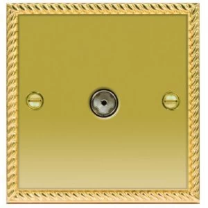 Image of Wickes Single Coaxial Socket - Georgian Brass