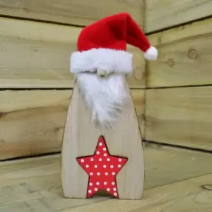 image of 26cm Wooden Gonk Christmas Book End Ornaments - Red Star