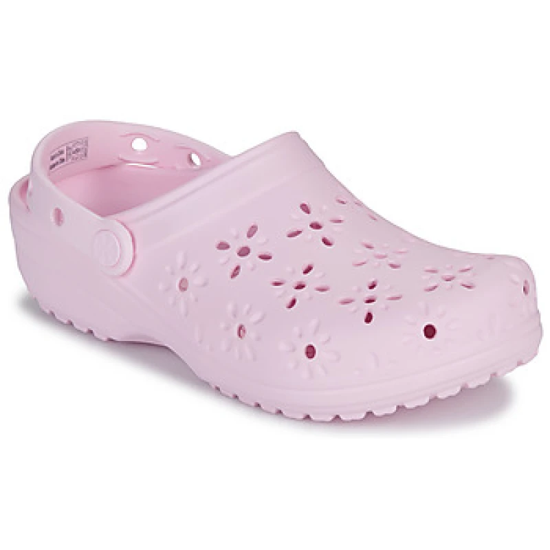 Image of Crocs Unisex Classic Floral Cut-Out Clogs Pink Milk W4/M3