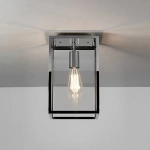 Image of 1 Light Outdoor Flush Ceiling Light Polished Nickel, E27