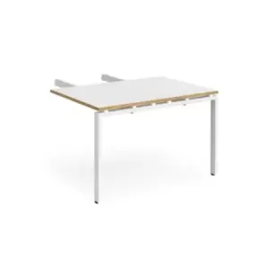 image of Adapt add on unit double return desk 800mm x 1200mm - white frame and white top with oak edge