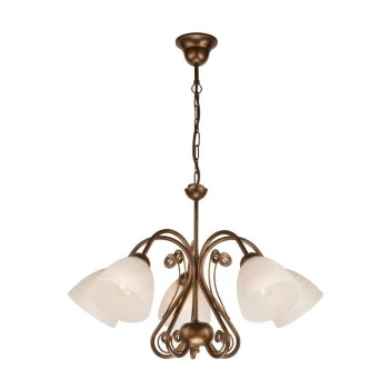 Image of Lamkur Lighting - Emilio Multi Arm Pendant Ceiling Light Brown, 5x E27