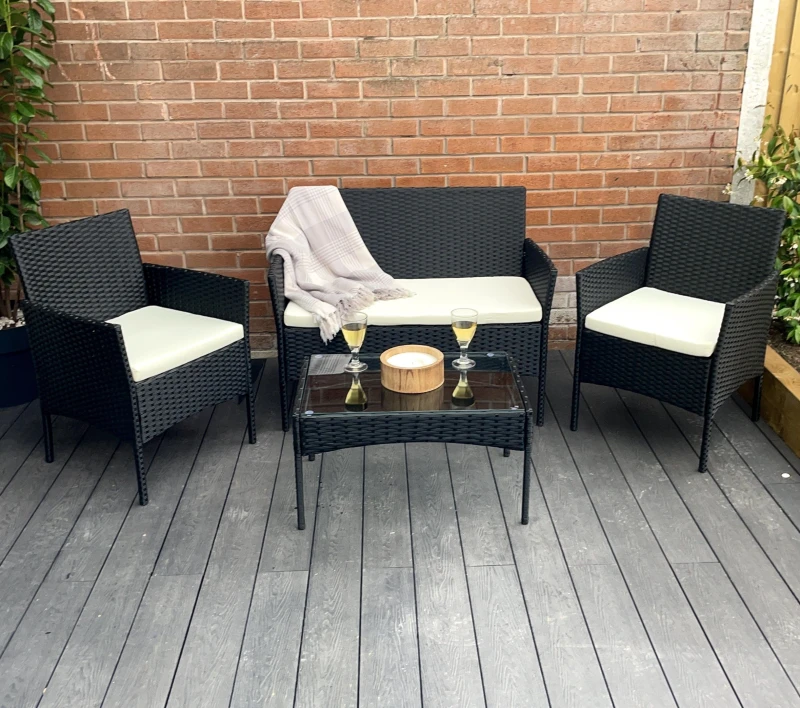 Image of Outdoor Living Amazon 4 Piece Garden Rattan Set Black