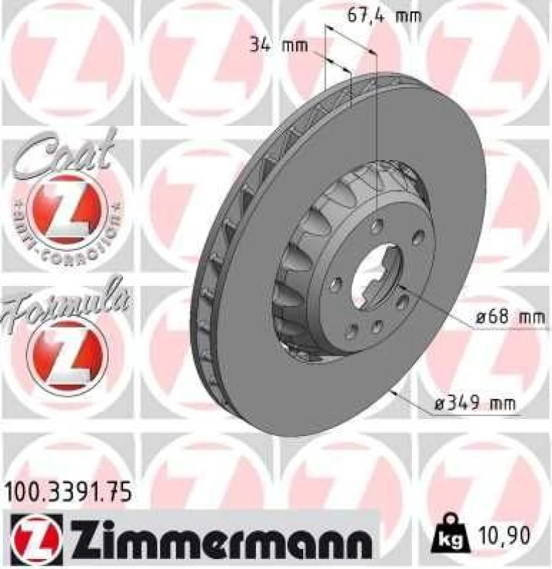 Image of ZIMMERMANN Brake disc ZIMMERMANN 100.3391.75