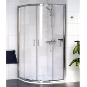 Image of Shine 6 Offset Quadrant Shower Enclosure 900mm x 760mm Silver Frame 6mm - Clear Glass - Aqualux
