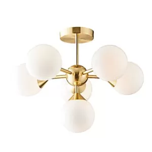 image of Vogue Elberton 6 Light 43cm Flush Chandelier Brass