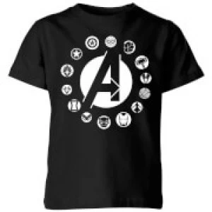 Image of Avengers Team Logo Kids T-Shirt - Black - 11-12 Years