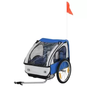 Reiten Kids Steel Frame 2-Seater Bicycle Trailer - Blue /White