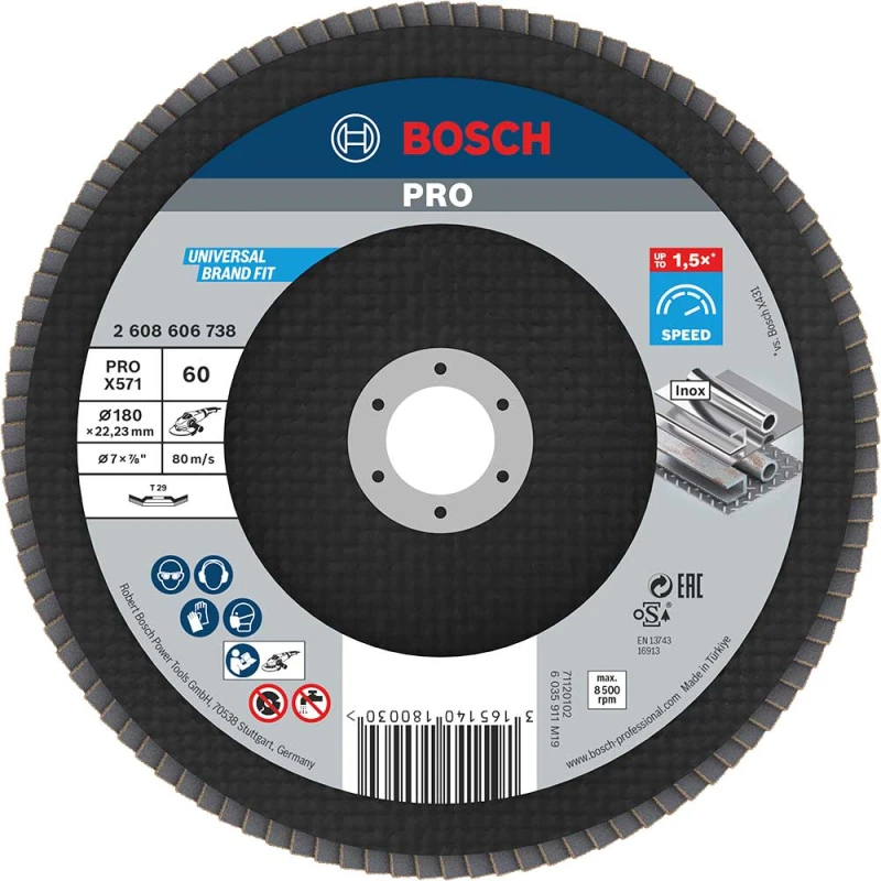 Image of Bosch PRO Zirconium Abrasive Flap Disc 180mm 60g