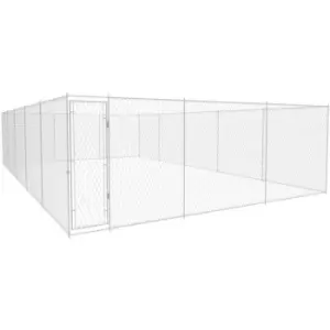 Image of Outdoor Dog Kennel Galvanised Steel 950x570x185cm vidaXL - Silver
