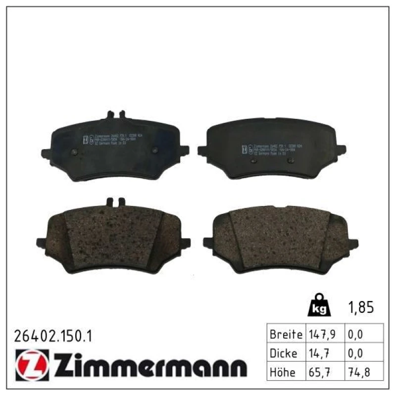 Image of ZIMMERMANN Brake pad set ZIMMERMANN 26402.150.1