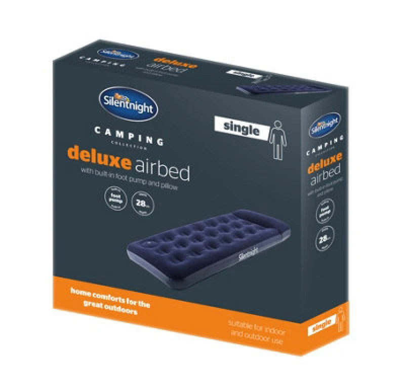 Image of Double Flock Airbed with Footpump in Blue