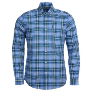 Image of Barbour Mens Highland Check 26 Tailored Shirt Sky Blue Small