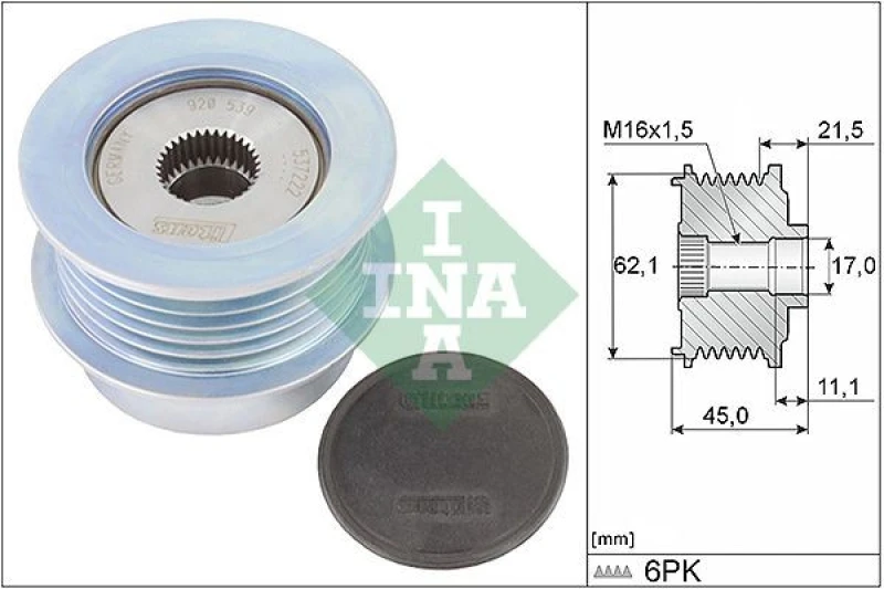 Image of Alternator clutch pulley INA 535 0367 10