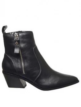 Image of Office Arrow Western Side Zip Leather Boots - Black