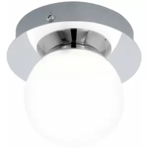 image of Loops - Wall Flush Ceiling Light Chrome & White Glass Opal Matt Bulb Shade LED 1x3.3W