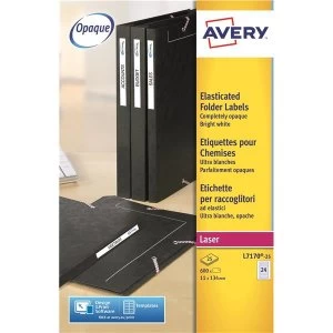 Avery L7170 25 134 x 11mm Filing Labels White Pack of 600 Labels for Elasticated Folders