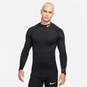 Image of Nike M Training Dri-Fit Tight Mockneck Longsleeve, Black/White, Male, Tops & Sweaters, DD1986-010