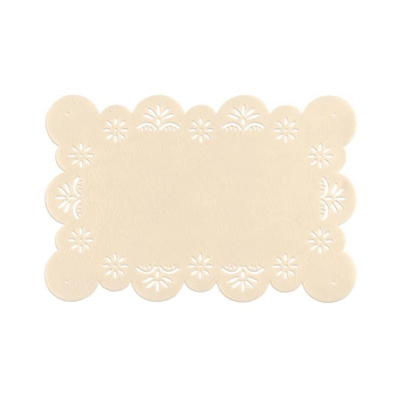 Image of Premier Housewares Felt Place Settings Set Of Two Flower Design Ivory Placemats White