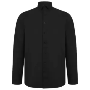 image of Henbury Mens Modern Long Sleeve Oxford Shirt (XXL) (Black)