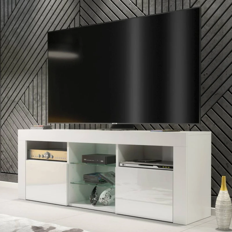Image of Creative Furniture Pulse TV Unit 145cm - White with Gloss Doors White Unisex