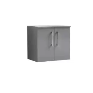 image of Nuie Arno 600mm Wall Hung 2 Door Vanity & Worktop Cloud Grey