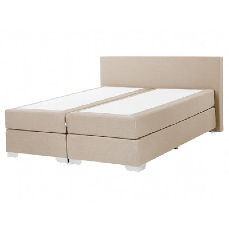 Image of Beliani Divan Bed Fabric President 160 X 200 Cm (Eu King Size) Beige