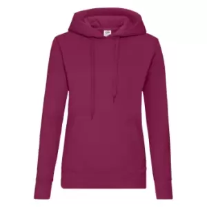 image of Fruit Of The Loom Ladies Lady Fit Hooded Sweatshirt / Hoodie (M) (Burgundy)