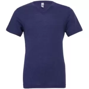 image of Canvas Mens Triblend V-Neck Short Sleeve T-Shirt (2XL) (Navy Triblend)