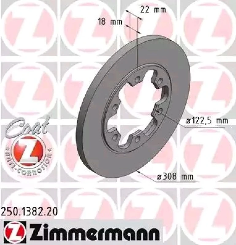 Image of ZIMMERMANN 250.1382.20 Brake disc Rear Axle, Solid, Coated Brake Disc (82)