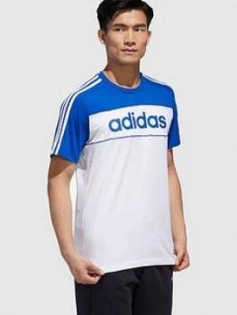 image of adidas Essential Block T-Shirt - Blue/White, Blue Size M Men